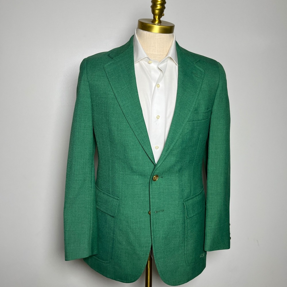 Polo University Club Ralph Lauren Blazer Mens 38R Green Solid Vintage Gold